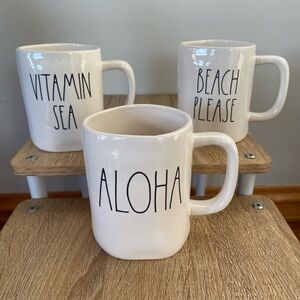 Rae Dunn Ceramic Mugs VITAMINAS SEA ALOHA BEACH PLEASE